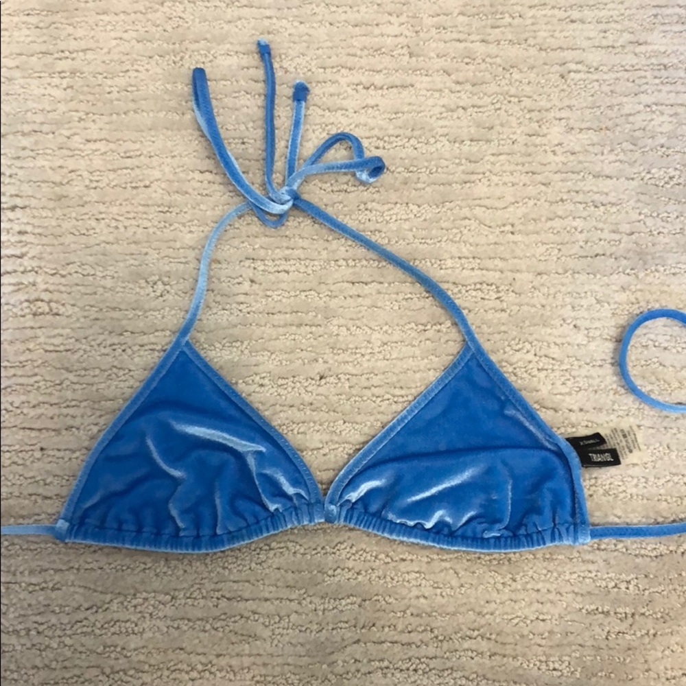 Traingl Velvet Blue Bikini Top
